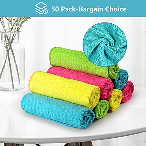 HOMEXCEL Microfiber Cleaning Cloths 50 Pack Lint-Free 115x115