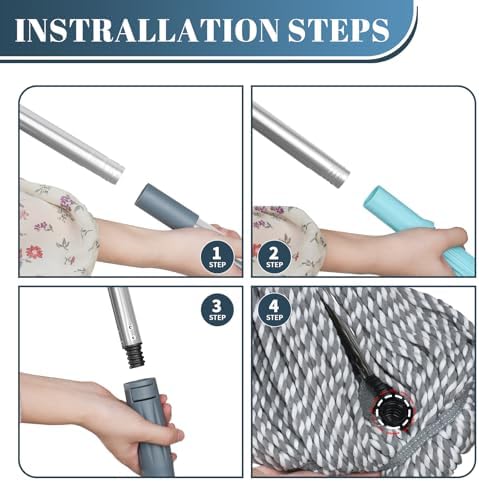GRAREND Self-Wringing Twist Mop 64-Inch Long Handle Grey
