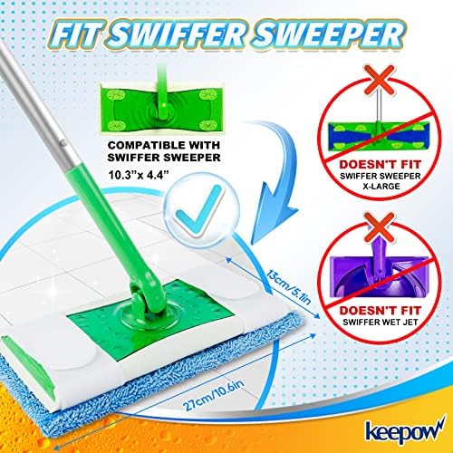 KEEPOW Microfiber Mop Pads 6 Pack Reusable Refills