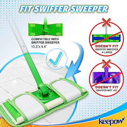 KEEPOW Reusable Mop Pads for Swiffer Sweeper - 5 Pack
