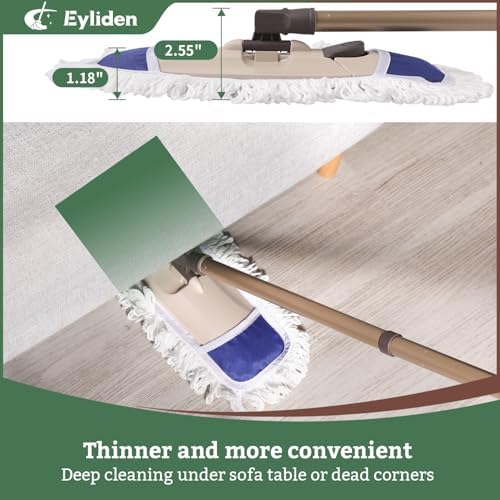 Eyliden Dust Mop with Reusable Pads - Wet Dry for Hardwood Tile Laminate