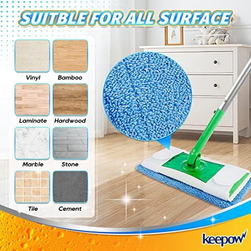 KEEPOW Microfiber Mop Pads 6 Pack Reusable Refills
