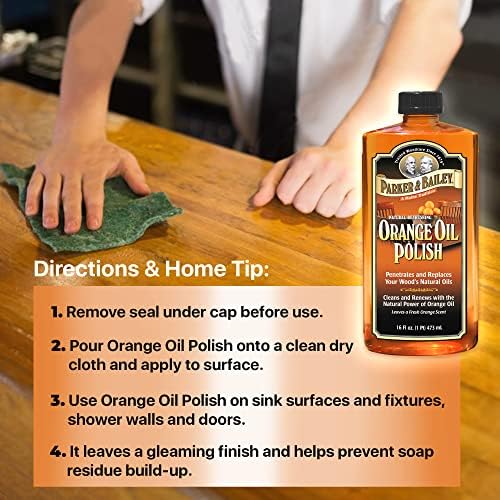 Parker Bailey Orange Oil Polish - 16oz Natural Wood Cleaner Furniture Polish