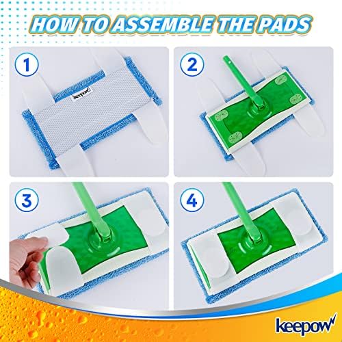 KEEPOW Microfiber Mop Pads 6 Pack Reusable Refills