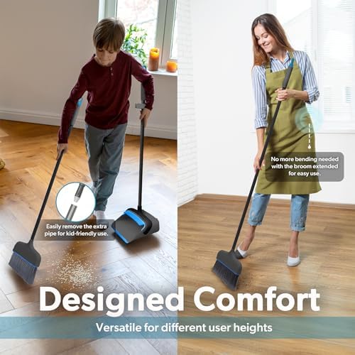BLACKDECKER Butler Broom Dustpan Set - 36 Handle Space-Saving Design