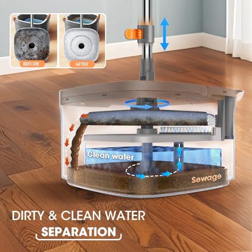 BOMIDI Spin Mop and Bucket Set with Water Separation 1