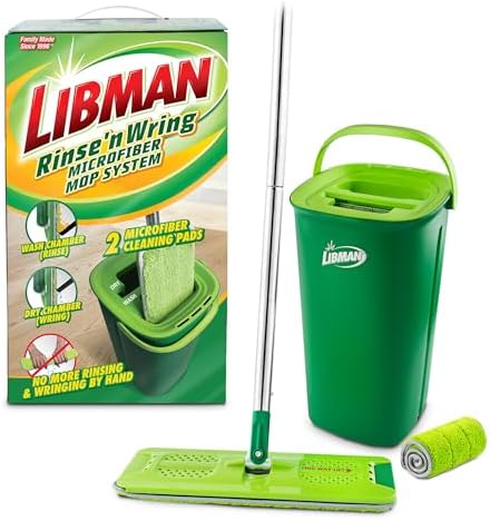Libman Rinse n Wring Mop Bucket Set with 2 Microfiber Pads