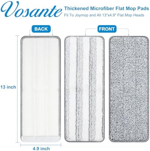 Vosante 4pcs Microfiber Mop Pads Replacement for Joymoop and Bucket Set