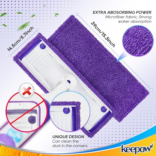 KEEPOW Reusable Power Mop Refill Pads - 6 Pack