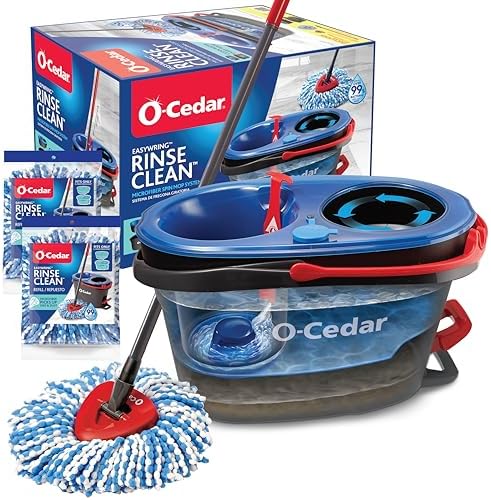 O-Cedar RinseClean Spin Mop Bucket with 2 Extra Heads