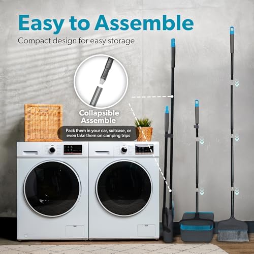 BLACKDECKER Butler Broom Dustpan Set - 36 Handle Space-Saving Design