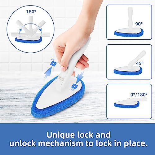 Qaestfy Long Handle Tub Scrubber with 51 Handle and 5 Pads