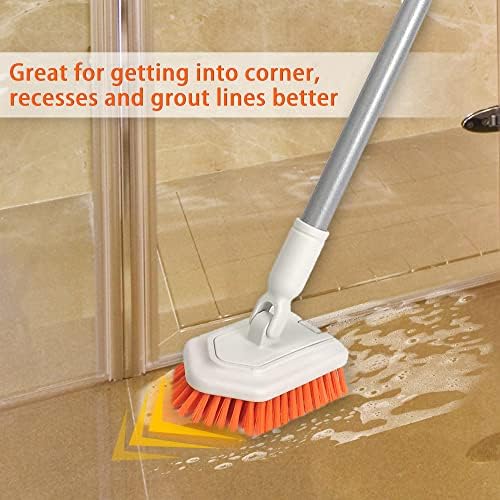 JEHONN 2-in-1 Tub and Tile Cleaning Brush with Long Handle