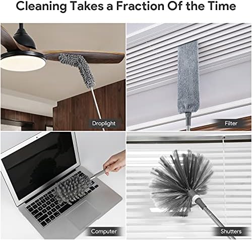 DELUX Microfiber Duster Set 7PCS with 100in Extension Pole