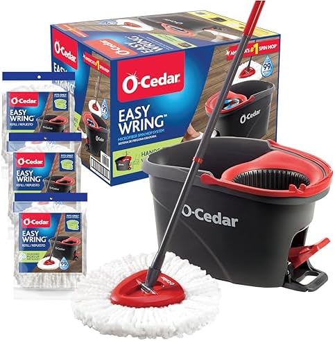 O-Cedar System Easy Wring Spin Mop with Bucket 3 Refills