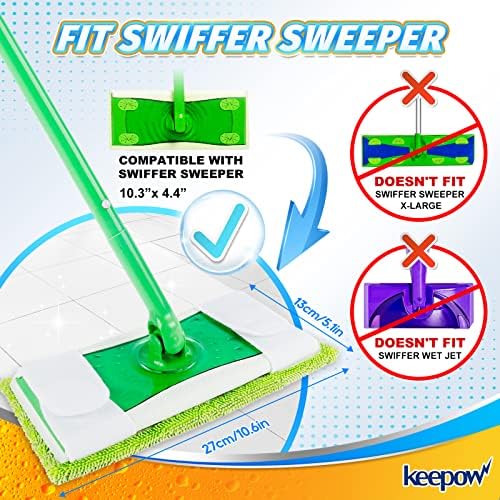 KEEPOW Reusable Mop Pads for Swiffer Sweeper 4 Pack