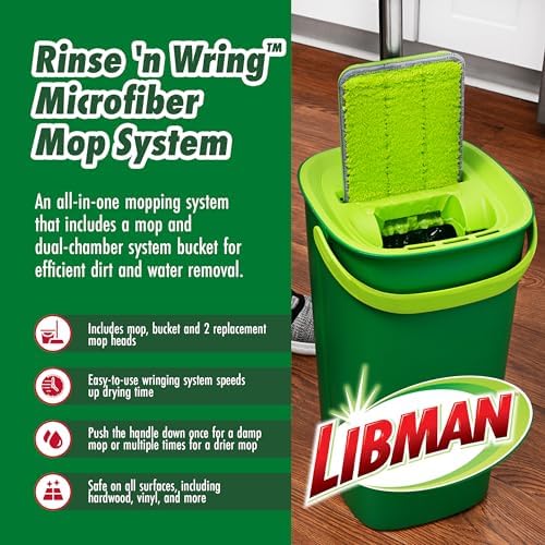 Libman Rinse n Wring Mop Bucket Set with 2 Microfiber Pads