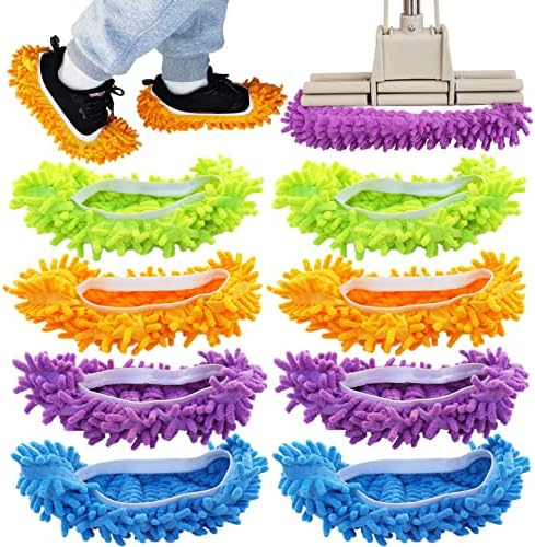 4 Pairs Mop Slippers - Reusable Microfiber Dust Mop Covers for Home Use