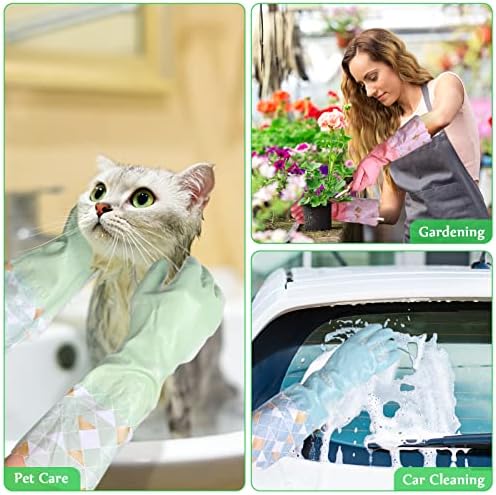 Yiomxhi Reusable Dishwashing Gloves 3 Pairs Latex Free Non-Slip