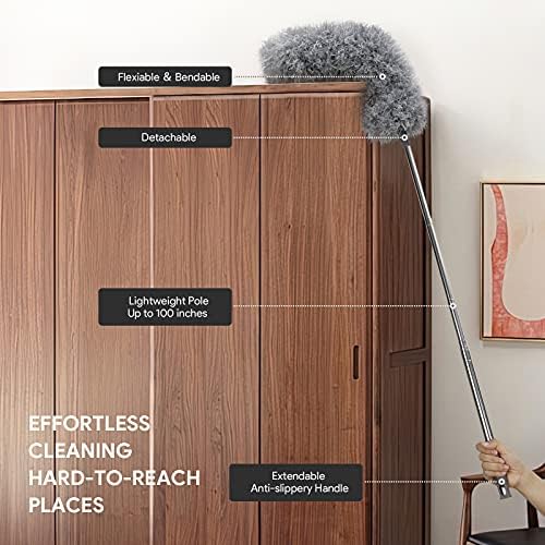 DELUX Microfiber Duster Set 7PCS with 100in Extension Pole