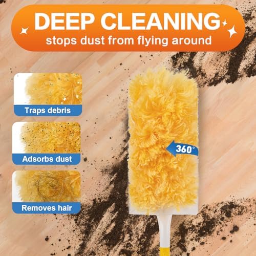 YHOVID Heavy Duty Duster Refills with Swiffer Handle