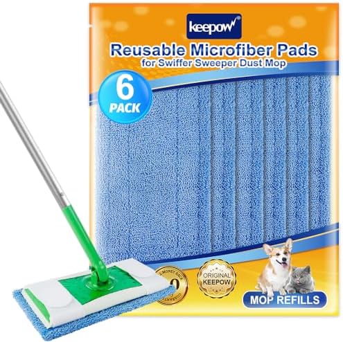 KEEPOW Microfiber Mop Pads 6 Pack Reusable Refills