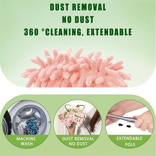 4Pcs Reusable Microfiber Dusters with Extension Pole 1