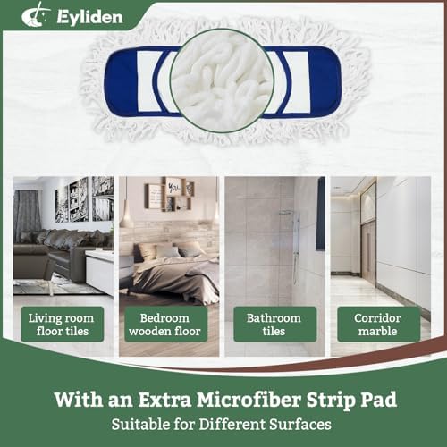 Eyliden Dust Mop with Reusable Pads - Wet Dry for Hardwood Tile Laminate