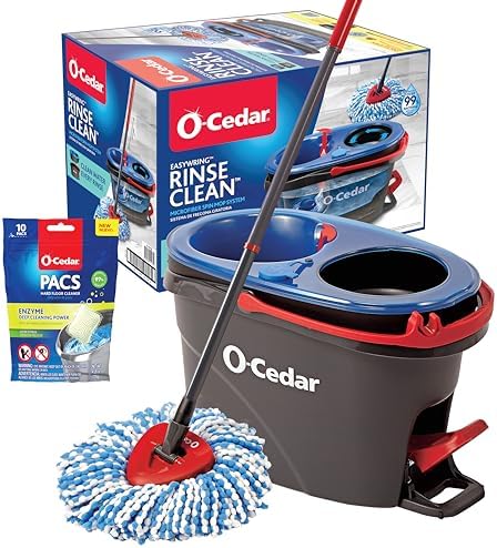 O-Cedar RinseClean Microfiber Spin Mop Bucket with Citrus PACs Variety Pack