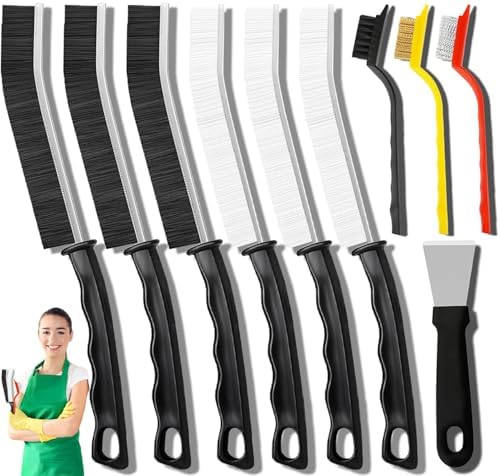 10Pcs Crevice Brush Set with Scraper for Kitchen and Bathroom