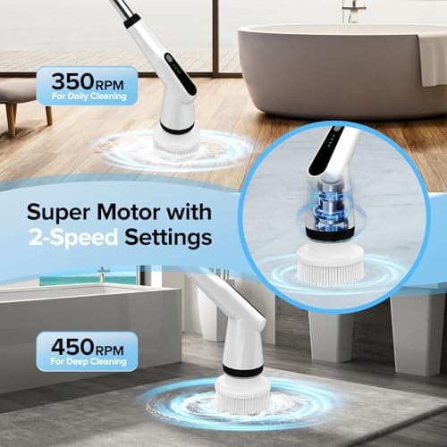 Dreazu Electric Spin Scrubber 2-Speed with 7 Brush Heads