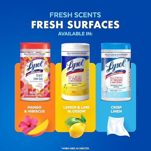 Lysol Disinfectant Wipes Multi-Surface Lemon Lime Blossom 4 Pack