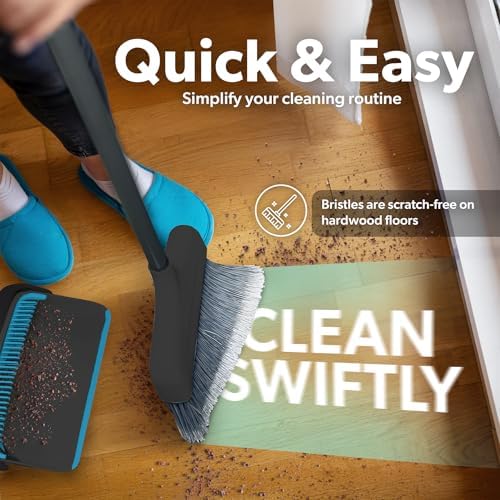 BLACKDECKER Butler Broom Dustpan Set - 36 Handle Space-Saving Design