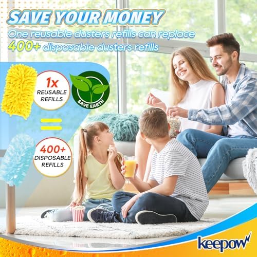 KEEPOW 4-Pack Reusable Duster Refills for Swiffer