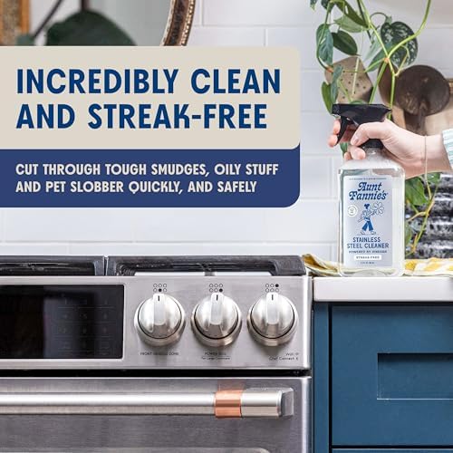 Aunt Fannies Stainless Steel Spray Cleaner - Vinegar Based Fingerprint Residue Remover