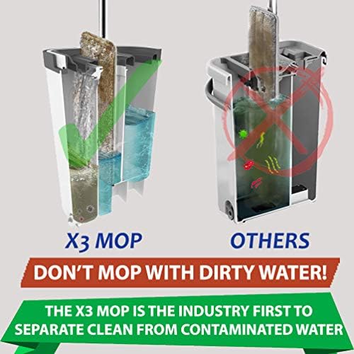 X3 Mop with 3-Chamber Design and Reusable Pads