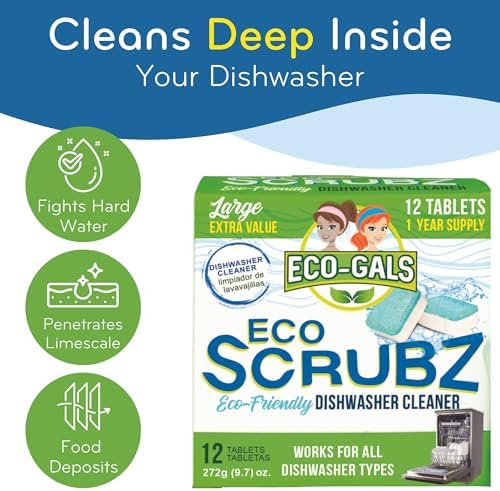 Eco-Gals Dishwasher Cleaner 12 Tablets 12 Month Supply