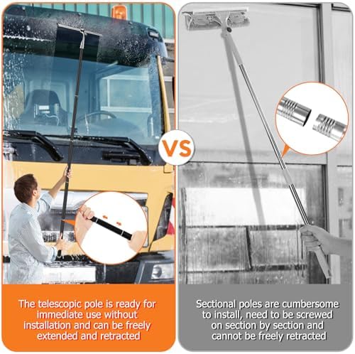 Max 62 Metal Squeegee with Extension Pole for Windows Glass Mirrors