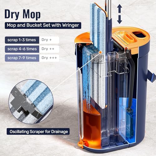 HoMettler 3-Tank Mop and Bucket Set with Wringer
