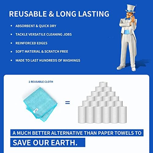 MRSIGA Microfiber Cleaning Cloths Pack of 12 126 x 126 Inches
