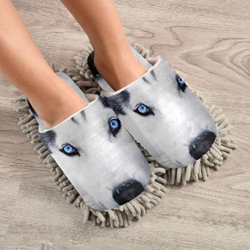 FLildon Microfiber Mopping Slippers Husky Eyes Blue