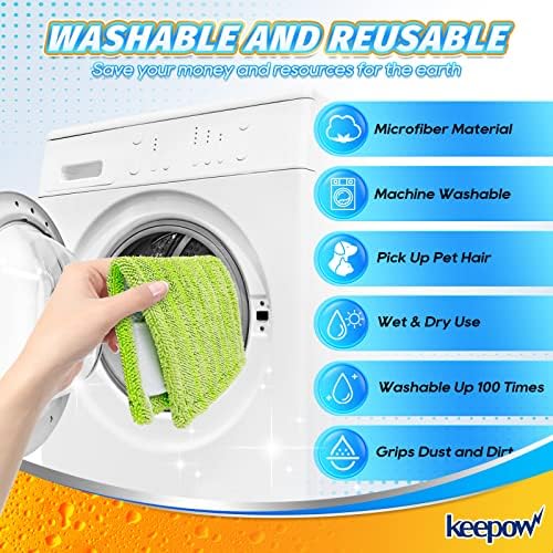 KEEPOW Reusable Mop Pads for Swiffer Sweeper 4 Pack