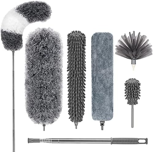 DELUX Microfiber Duster Set 7PCS with 100in Extension Pole