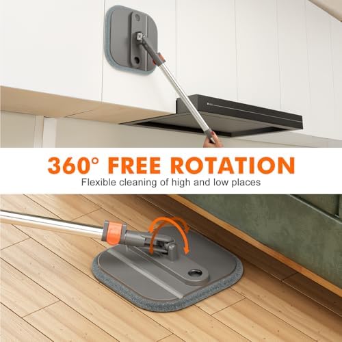 INWEJIA Self-Standing Spin Mop and Bucket Set with 90 Foldable Plate
