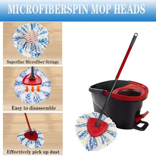 Fazlynyi 4 Pack Spin Mop Replacement Heads - 40 More Cleaning Power