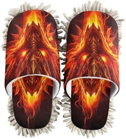 FLildon Microfiber Mop Slippers Dragon Head Red Washable