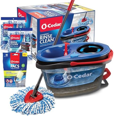 O-Cedar EasyWring RinseClean Spin Mop Bucket with Citrus Refills