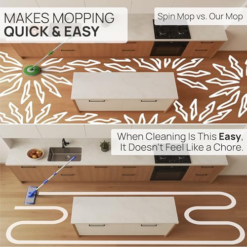 18 Pro Microfiber Floor Mop - 3 Washable Pads No Buckets Needed