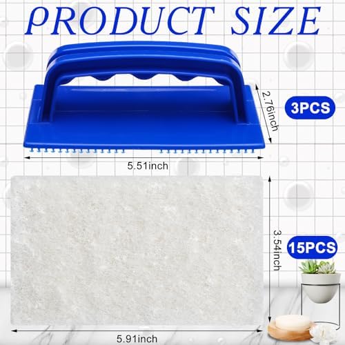 Maxdot 18 Pcs Bath Scrubber Set with Handles and Pads