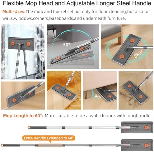 MOPALL Mop and Bucket with Wringer Set for Home
